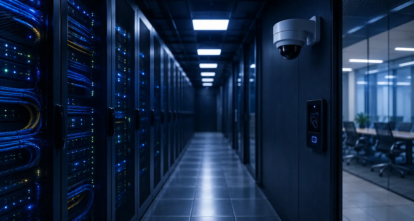 Data centre aisle with server racks