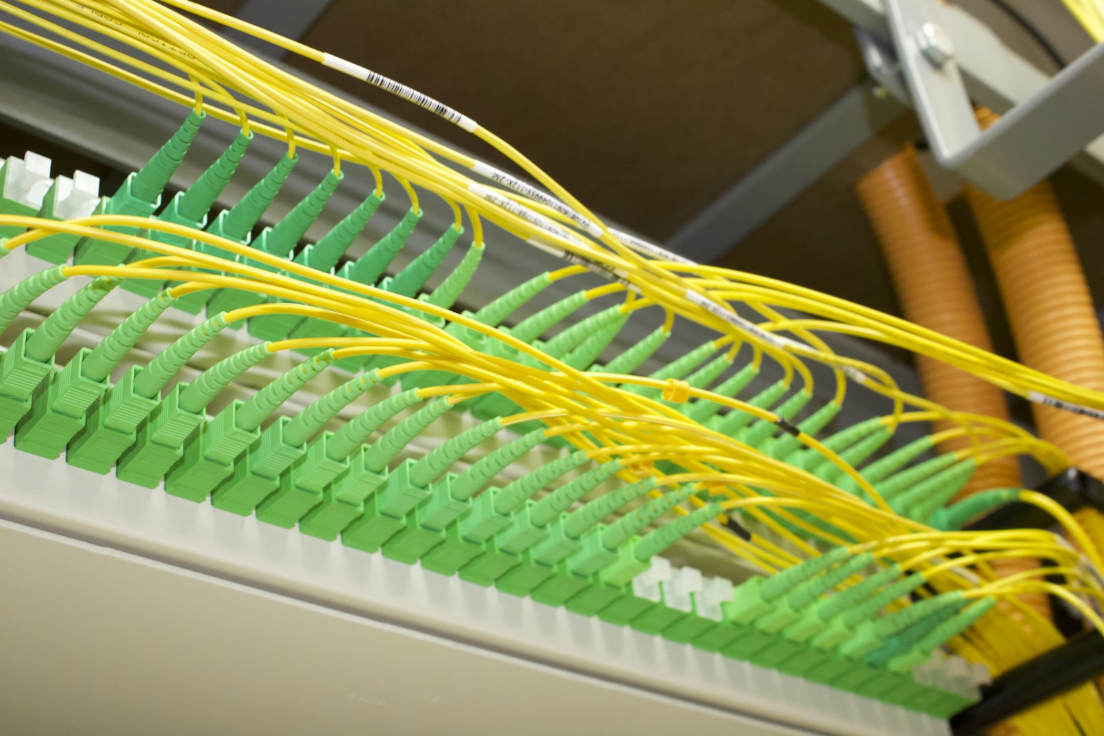 Fibre patch leads in a patch panel