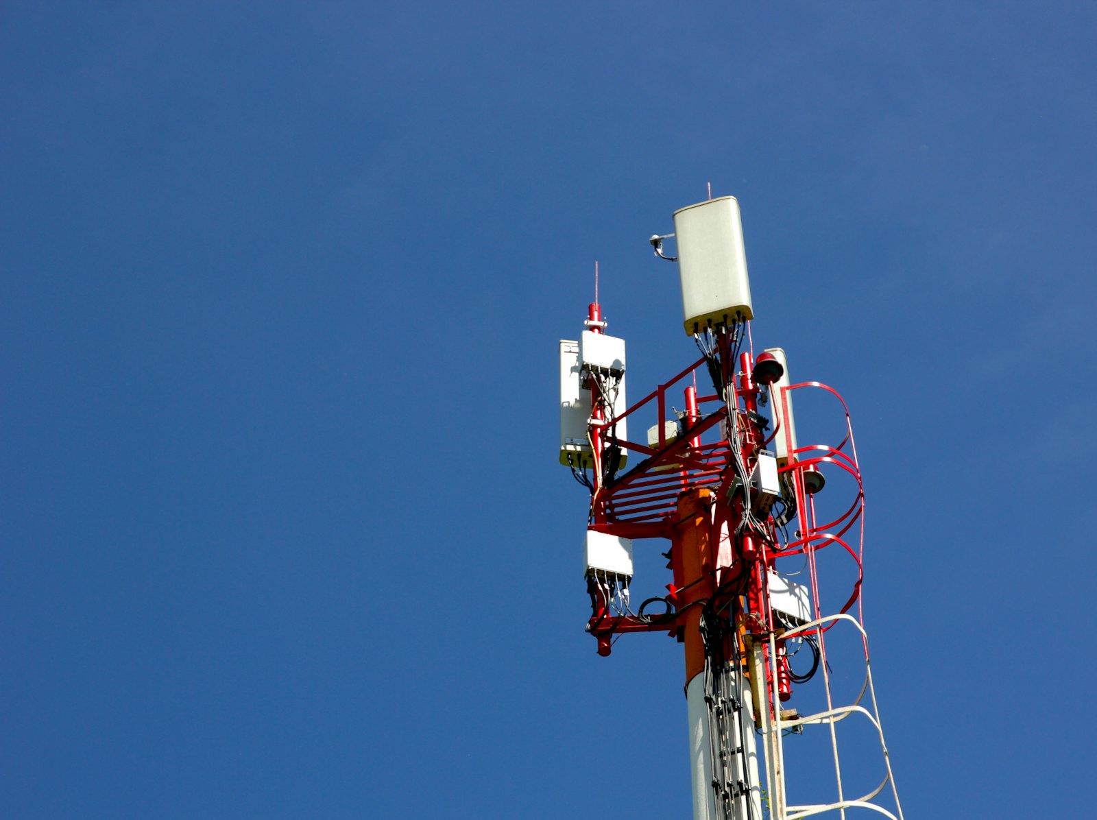 Radio mast with microwave dishes